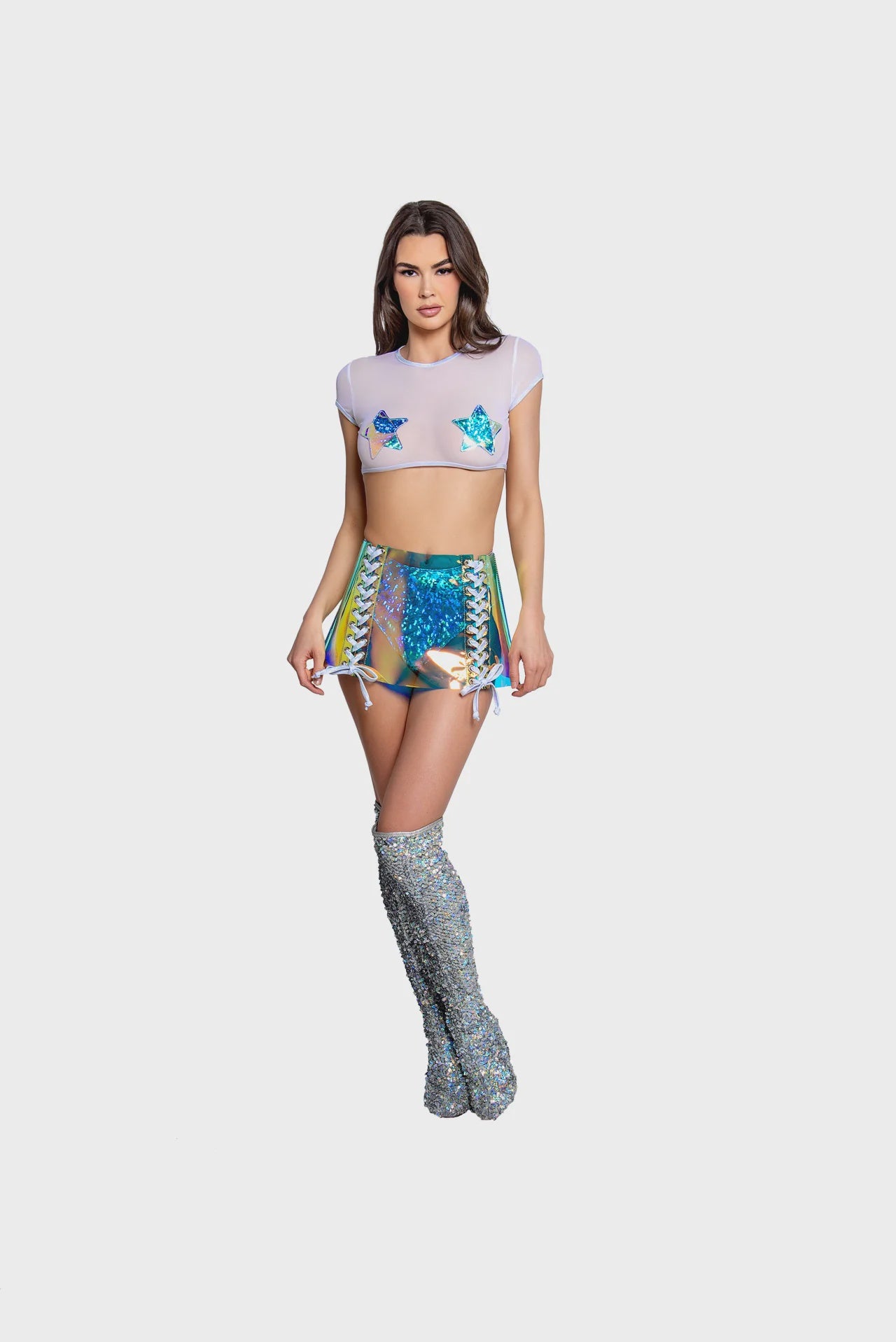FR121 - STAR MESH CAP SLEEVE TOP