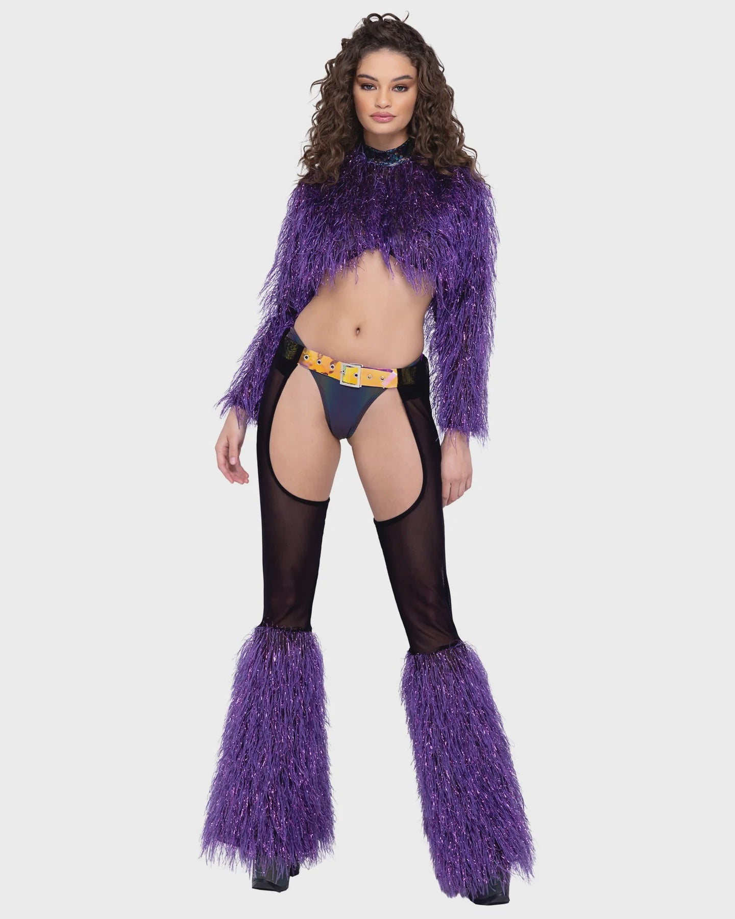 6250 - LONG SLEEVED FAUX FUR CROPPED TOP