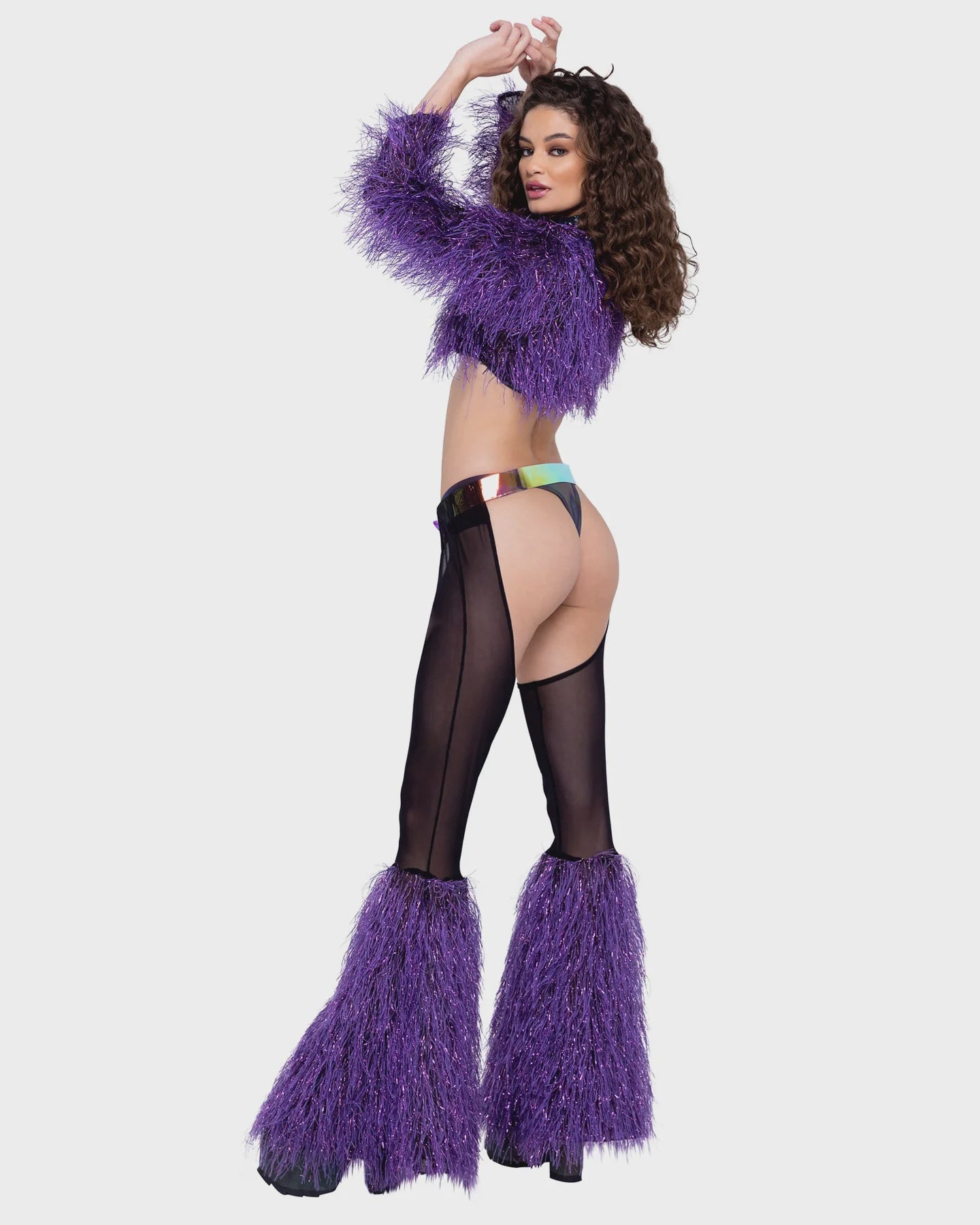 6250 - LONG SLEEVED FAUX FUR CROPPED TOP