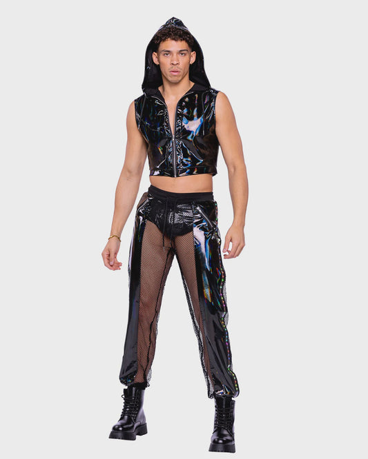 6511 - PRIDE VINYL & FISHNET LIGHT-UP JOGGERS