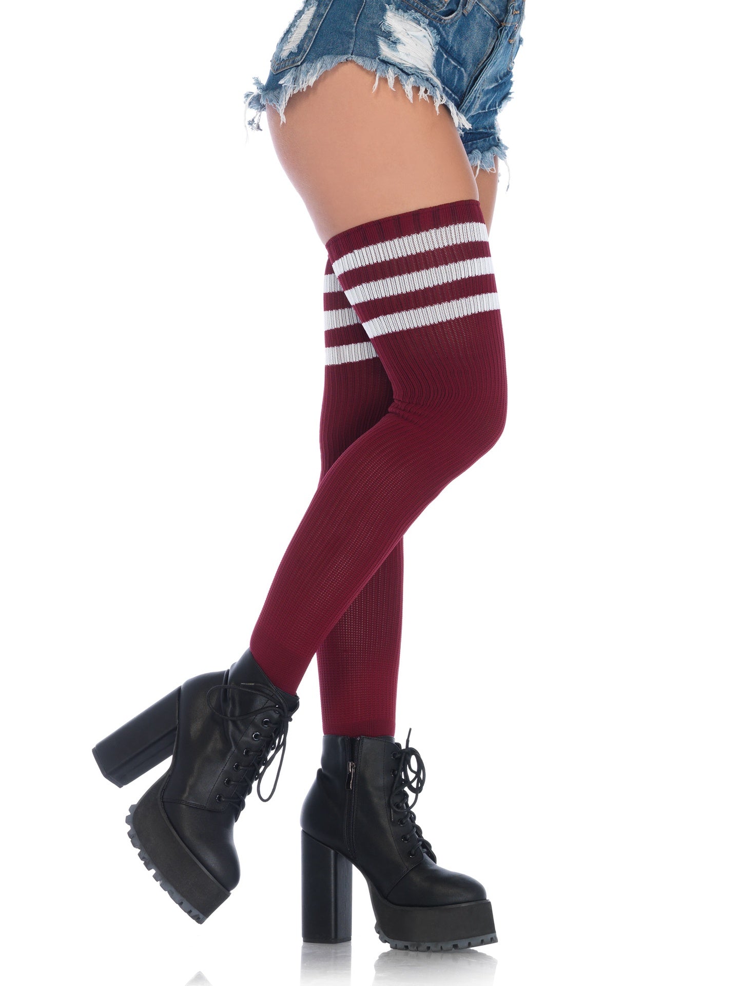 6605 Athlete Thigh Hi W/ 3 Stripe Top