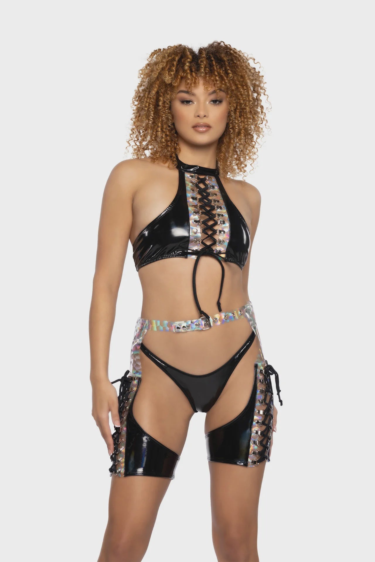 JR108 - PVC & PRISM LACE-UP TOP