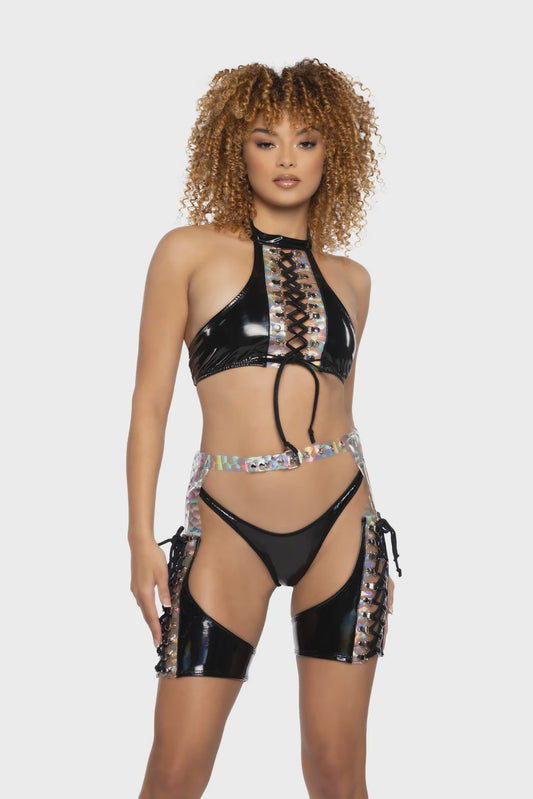 JR108 - PVC & PRISM LACE-UP TOP