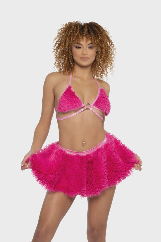 JR148 - FAUX FUR CIRCLE SKIRT
