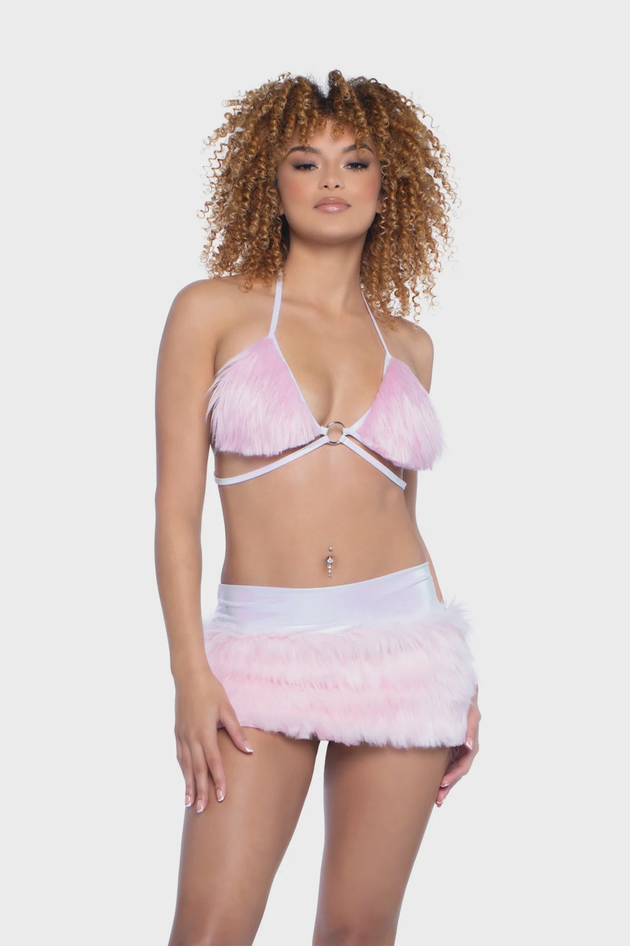 JR146 - FAUX FUR TRIANGLE TOP