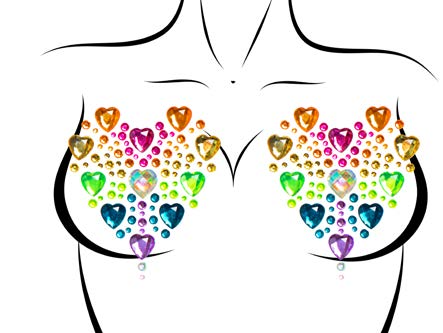 NIPPLE010 Prism adhesive jewel nipple stickers and 2 of 3g body glitter packets