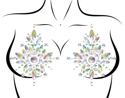 NIPPLE012 Cambria adhesive jewel nipple stickers and 2 of 3g body glitter packets